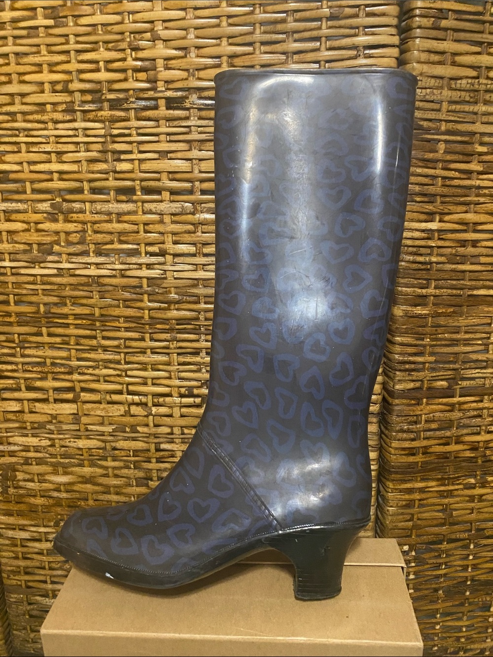 GUC Marc by Marc Jacobs made in Italy black blue hearts Rain Boot EU 40 us 9 1/2 - Picture 4 of 8